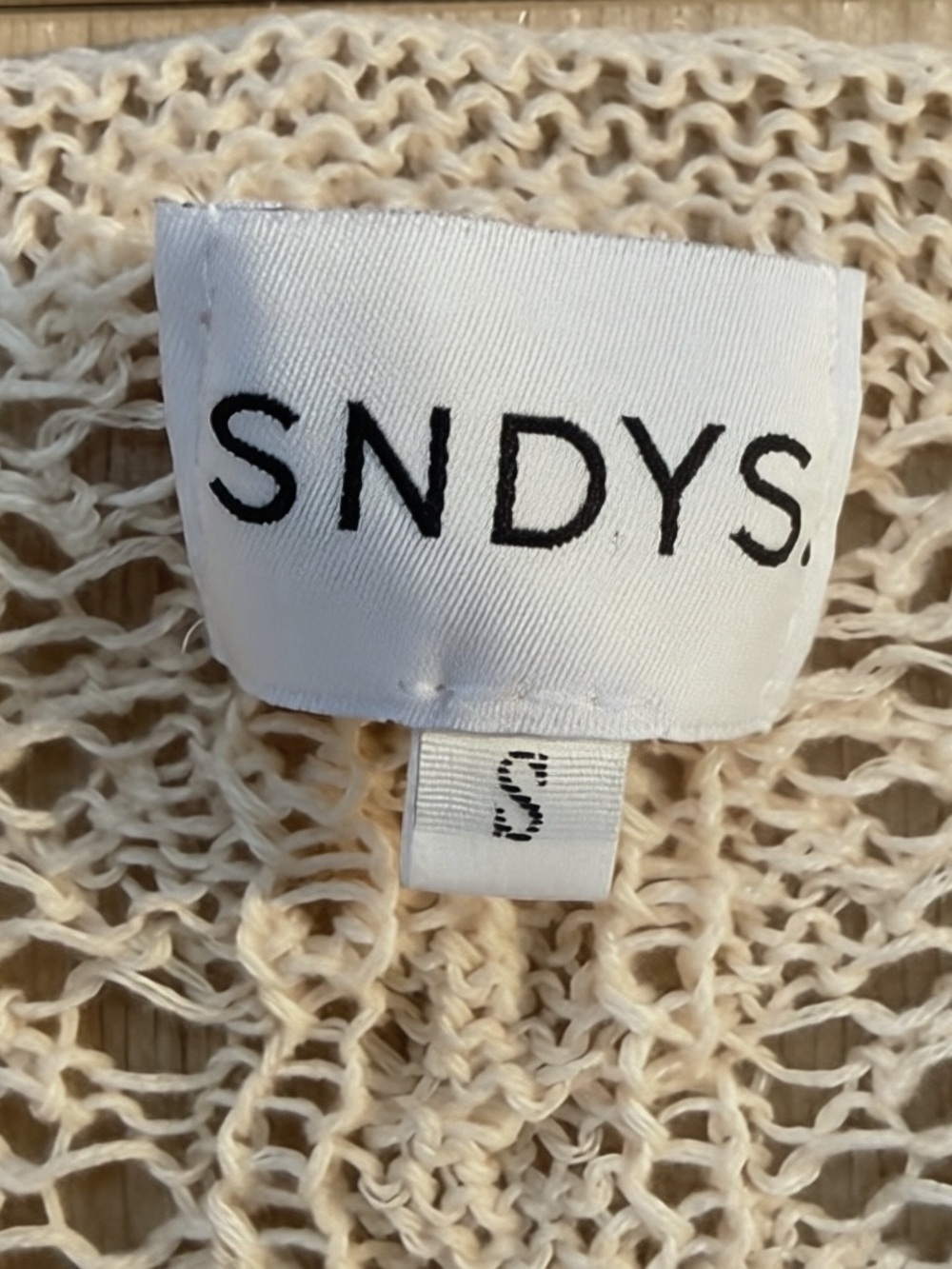 SNDYS Cream Crochet Knit Beach Cover-Up Dress | Size S | Coastal Ibiza Chic - Picture 3 of 5